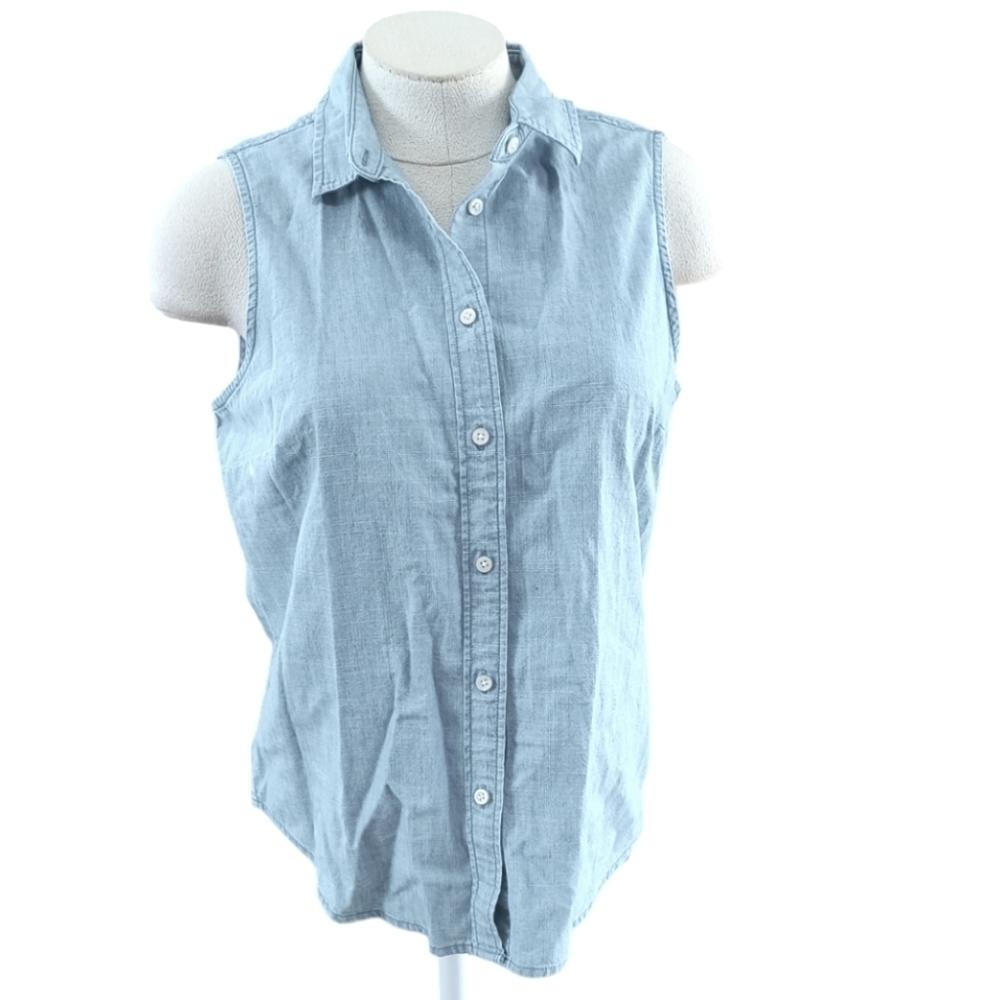 NWT J. Crew Chambray Button Up Sleeveless Blouse Size MP